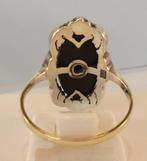 Zeldzame antieke 14K Art Deco ring met Onyx en Diamant, Verzenden, Goud, Ring, Met edelsteen
