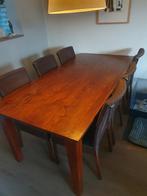 Massieve Kersenhouten Tafel + 6 Loom Stoelen, Huis en Inrichting, Tafels | Eettafels, Ophalen, Gebruikt, Klassiek, 50 tot 100 cm