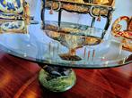 Salontafel in geslepen glas / brons, Ophalen