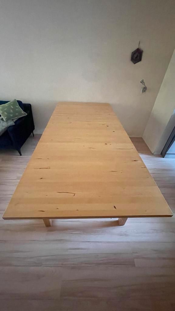 Uitschuifbare houten eettafel - 6 tot 12 personen, Hobby en Vrije tijd, Overige Hobby en Vrije tijd, Gebruikt, Ophalen