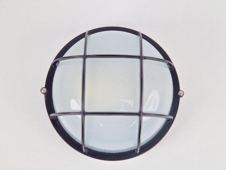 Vintage simes buitenlamp wandlamp metaal glas ’80 Italy NOS, Tuin en Terras, Buitenverlichting, Nieuw, Wandlamp, Aluminium, 50 tot 250 watt