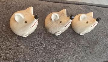 3 Schattige Keramische Muisjes - Decoratie beschikbaar voor biedingen