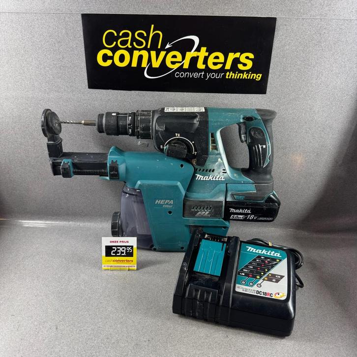 Makita DHR243 en DX07 | boormachine | hepafilter | 398074, Doe-het-zelf en Verbouw, Gereedschap | Boormachines, Gebruikt, Boormachine
