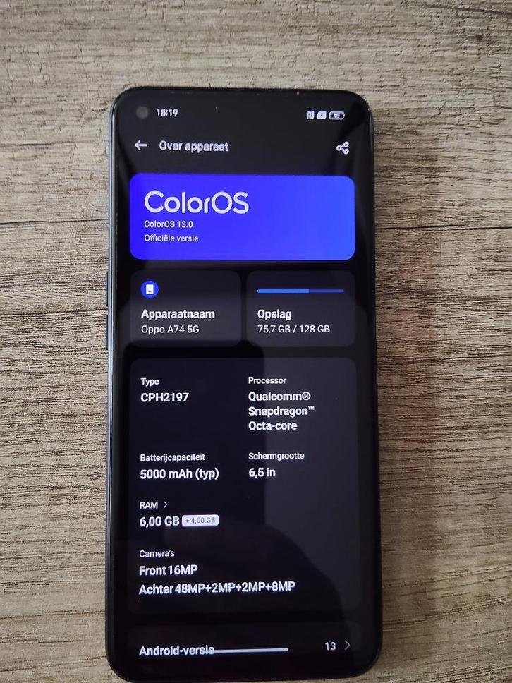 Oppo A74 5G, Telecommunicatie, Mobiele telefoons | Overige merken, Zo goed als nieuw, Zonder abonnement, Zonder simlock, Overige modellen