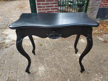 Biedermeier gezwarte speeltafel/sidetable met snijwerk. beschikbaar voor biedingen