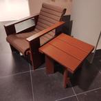 HAY - Crate Lounge Chair met tafeltje - Outdoor - Iron Red, Zo goed als nieuw, Hout, Eén, Modern Scandinavisch