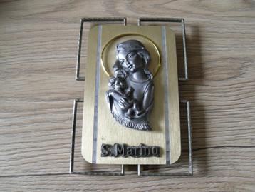 Plaquette Maria/Jesus in tin relief beschikbaar voor biedingen