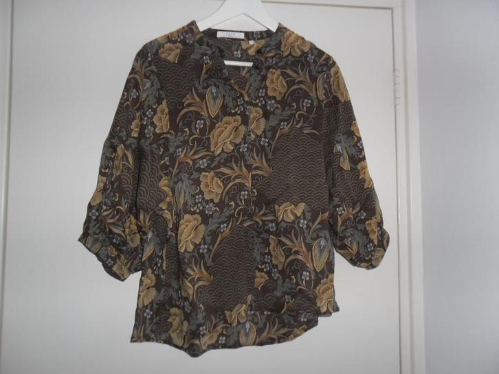 Yaya Bruin/Blauw/Beige Blouse Met Bloemenprint Maat 36, Kleding | Dames, Blouses en Tunieken, Zo goed als nieuw, Maat 36 (S), Bruin