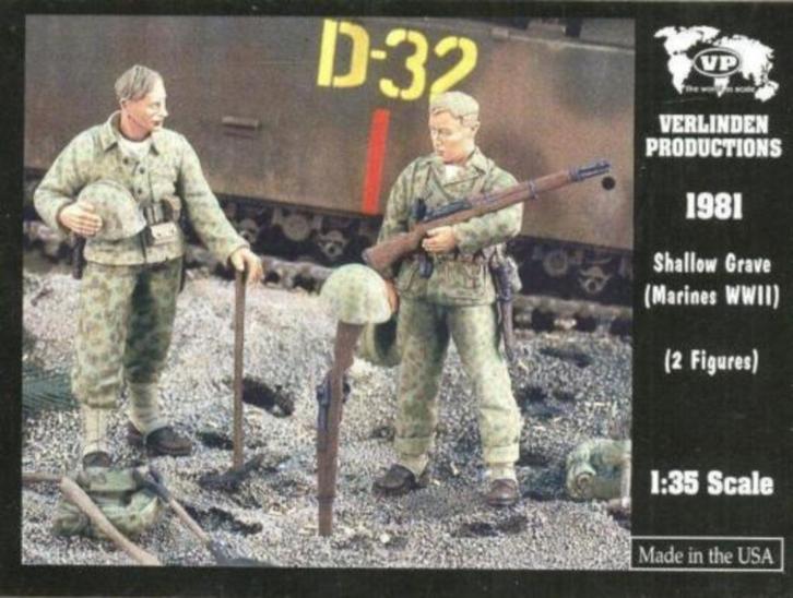 Verlinden Shallow grave Marines WWII (1981) SHF, Hobby en Vrije tijd, Modelbouw | Figuren en Diorama's, Gebruikt, Figuur of Figuren