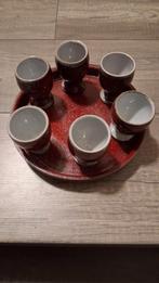 Handgemaakte keramische eierdopjes met dienblad, Ophalen