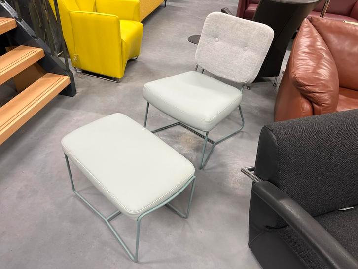 Nieuw Bert Plantagie Kiko Fauteuil met Poef Mint leer stoel, Huis en Inrichting, Fauteuils, Nieuw, Stof, 50 tot 75 cm, 75 tot 100 cm