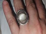 Zilveren 925 ring met maansteen, Sieraden, Tassen en Uiterlijk, Ringen, Ophalen of Verzenden, Zo goed als nieuw, Dame, Zilver