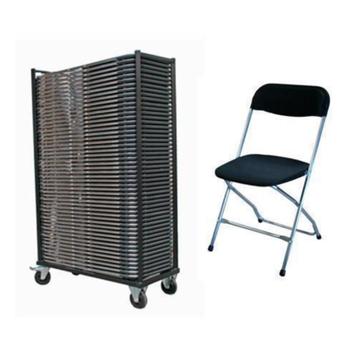 Aanbieding 50 klapstoelen Chroom - Zwart + kar beschikbaar voor biedingen