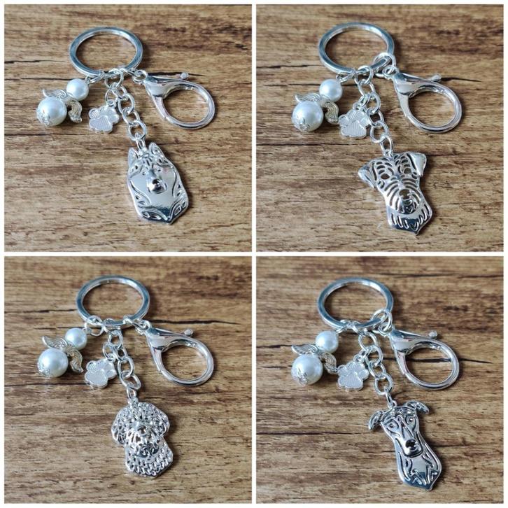Tas / Sleutelhanger div. hondenrassen silver plated + engel, Dieren en Toebehoren, Honden-accessoires, Nieuw, Verzenden