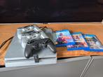 Zilveren PS4 Slim (500 GB) + 3 controllers + 3 spellen, Ophalen of Verzenden, Gebruikt, Met 2 controllers, Slim