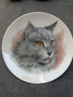 Oud vintage sierbordje met poezekop er op afgebeeld., Antiek en Kunst, Antiek | Wandborden en Tegels, Ophalen of Verzenden