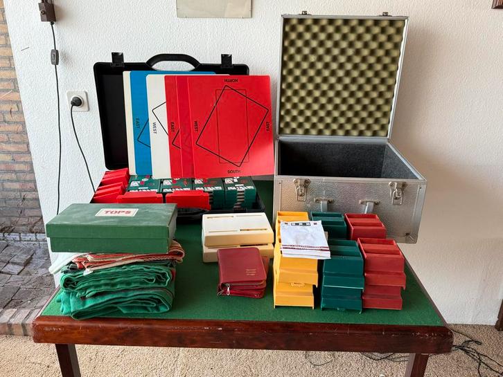 Zeer complete bridge set inclusief tafel, biddingboxes, Hobby en Vrije tijd, Overige Hobby en Vrije tijd, Gebruikt, Ophalen