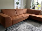 Hoekbank, bank met lounge element rechts cognac, Huis en Inrichting, Banken | Complete zithoeken, Gebruikt, Ophalen