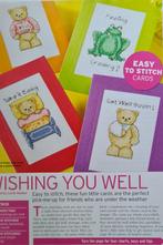 4 Leuke beterschapskaarten borduurpatronen met beer,kikker, Ophalen, Nieuw, Handborduren, Patroon