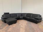 Gratis Levering HEEL NL Natuzzi Zwart Echt Leer Hoekbank, 125 tot 150 cm, Hoekbank, Leer, Ophalen of Verzenden