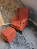 Oorstoel Oorfauteuil Stoel Fauteuil met Hocker / Voetbank, Huis en Inrichting, Ophalen, Gebruikt, 75 tot 100 cm, Landelijk