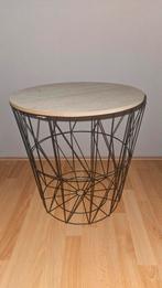 Zwarte ronde draadtafel tafel met houten blad, Huis en Inrichting, Tafels | Bijzettafels, Ophalen, Minder dan 45 cm, Minder dan 55 cm