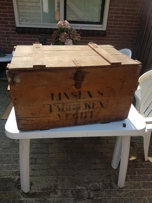 Houten transportkist Linsen’s Vught – CSM suikerindustrie, Huis en Inrichting, Woonaccessoires | Kisten, Gebruikt, Minder dan 50 cm