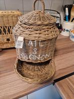 Rieten mand met deksel - uien en knoflook, Gebruikt, Mand, Rond, Ophalen of Verzenden