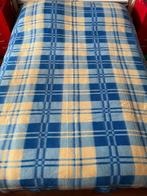Retro vintage geruite 1-persoons / 2-persoons deken, Ophalen of Verzenden, Zo goed als nieuw, Blauw, Deken of Dekbed