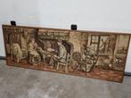 Vintage ingelijst geborduurd wandkleed, gobelin, Ophalen of Verzenden