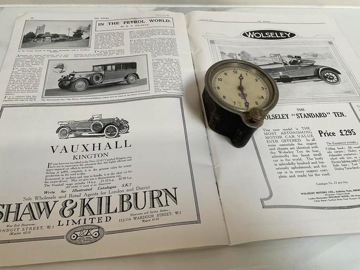 Auto dashboard klokje Smiths (UK) opwind model ca 1920, Auto diversen, Auto-accessoires, Ophalen of Verzenden