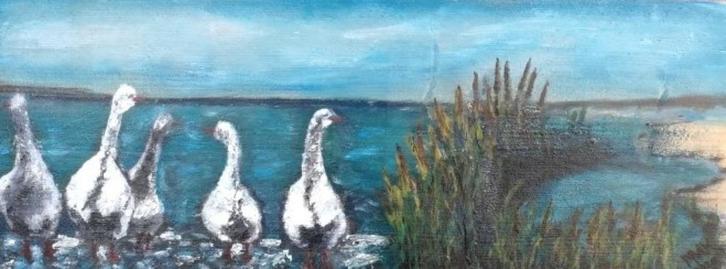 steigerhouten schilderij voor buiten of binnen, Antiek en Kunst, Kunst | Schilderijen | Modern, Ophalen of Verzenden