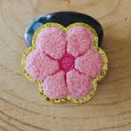 Strijk embleem applicatie Patch Roze puffy bloem  Strijk emb