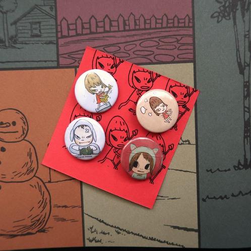 Yoshitomo Nara kunst pins buttons badges speldjes set, Verzamelen, Speldjes, Pins en Buttons, Nieuw, Button, Overige onderwerpen