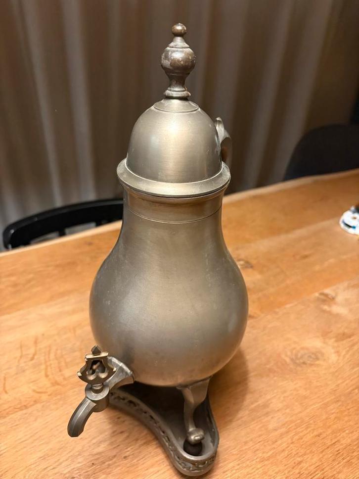 Antieke Tinnen Theekan met Kraan, Antiek en Kunst, Antiek | Tin, Ophalen of Verzenden