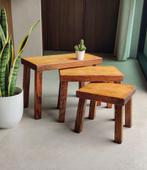 Prachtige set brutalistische nesting tafeltjes, Huis en Inrichting, Brutalisme, Minder dan 55 cm, Rond, Zo goed als nieuw