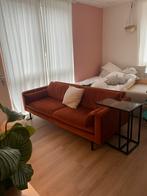 Velvet oranje rechthoekige bank, Ophalen, Zo goed als nieuw, Stof