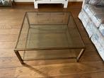 Elegante salontafel glas en brons 90x90, Ophalen, Vierkant, 50 tot 100 cm, Minder dan 50 cm