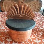 Vintage koperen zoutpot houten deksel, Verzenden