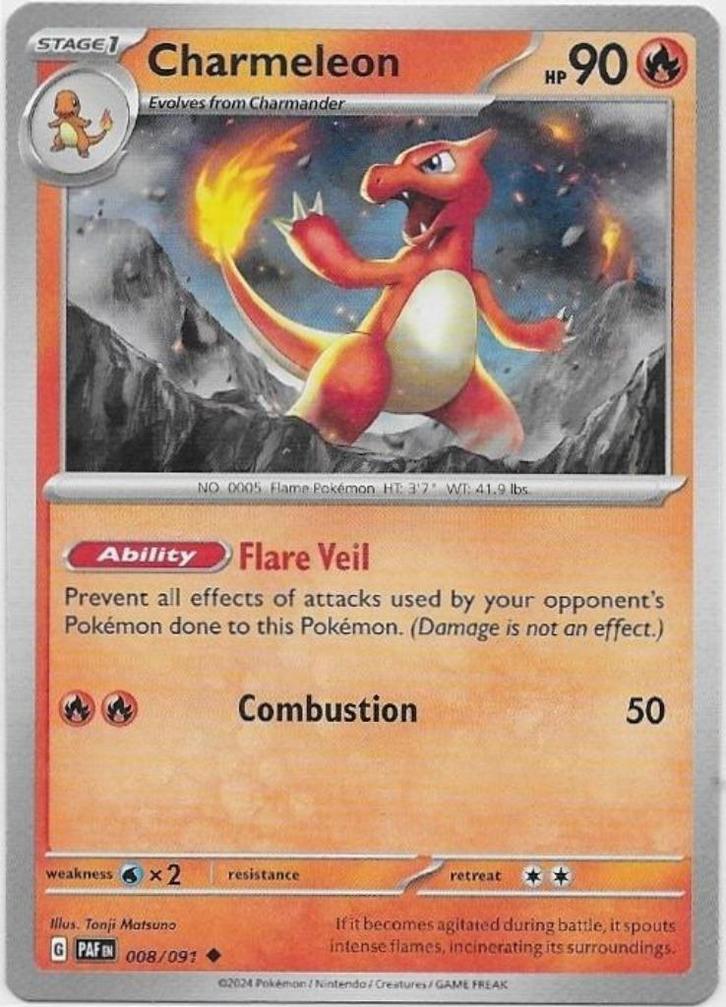 Paldean Fates,  Charmeleon [uncommon] 8/91, Hobby en Vrije tijd, Verzamelkaartspellen | Pokémon, Nieuw, Losse kaart, Ophalen of Verzenden