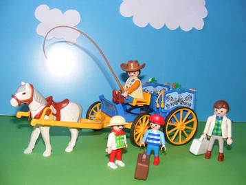 Playmobil paard met koets en gezin