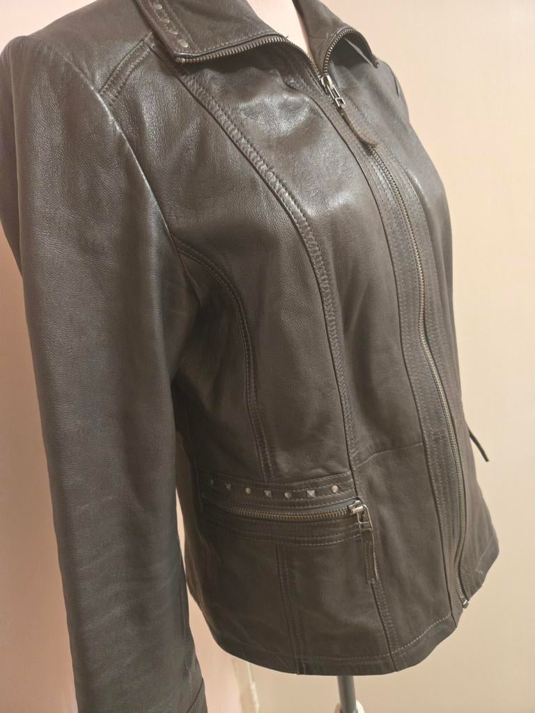 Donkergrijs lamsnappa jasje |  modern & stoer, Kleding | Dames, Maat 38/40 (M), Mainpol, Ophalen of Verzenden, Zo goed als nieuw