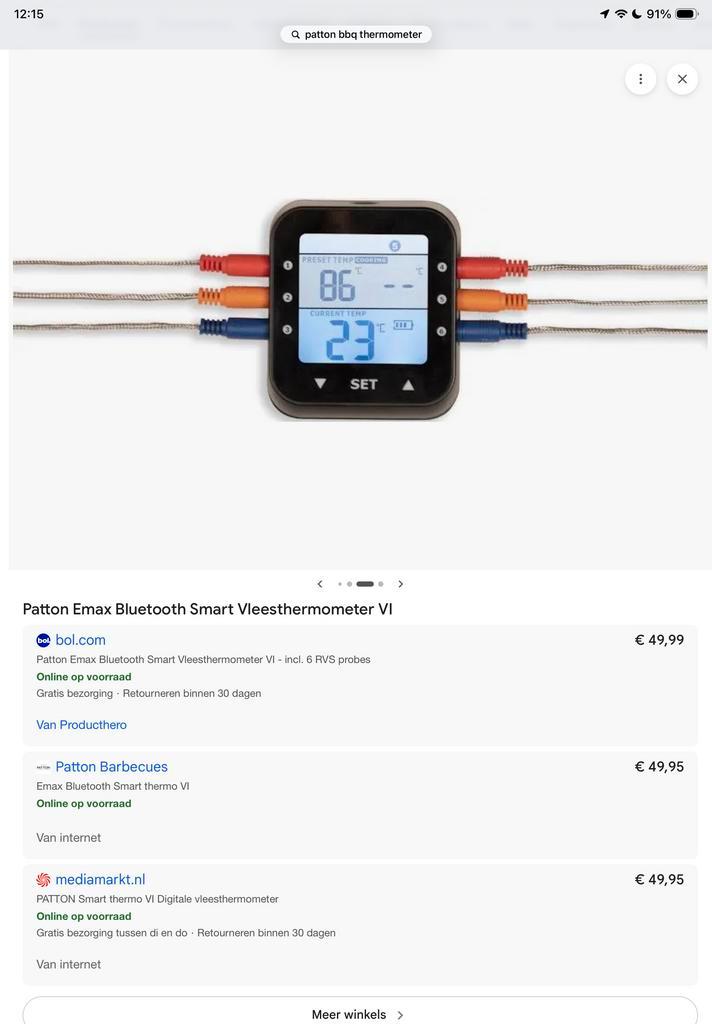 BBQ Thermometer Bluetooth - 6 Probes, Tuin en Terras, Barbecue-accessoires, Zo goed als nieuw, Ophalen of Verzenden