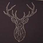 Zwart doek Wandpaneel met geborduurde rendier., Ophalen of Verzenden, Zo goed als nieuw