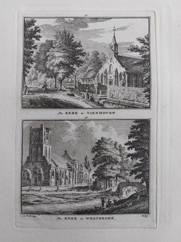 55-56 / Kerk van Tienhoven  en Westbroek Gravure 18e eeuw beschikbaar voor biedingen