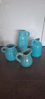 Turquoise vazen/ kannen, Blauw, Ophalen of Verzenden, Minder dan 50 cm, Glas