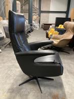 relaxfauteuil draaifauteuil leer antraciet  metalen poot, Huis en Inrichting, Fauteuils, Minder dan 75 cm, Leer, Ophalen of Verzenden