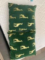 2 kussens groen goud, Huis en Inrichting, Woonaccessoires | Kussens, Ophalen, Zo goed als nieuw, Groen, Vierkant