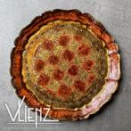 Vintage Florentijns dienblad goudkleurig en roze Italië rond, Overige materialen, Gebruikt, -, -