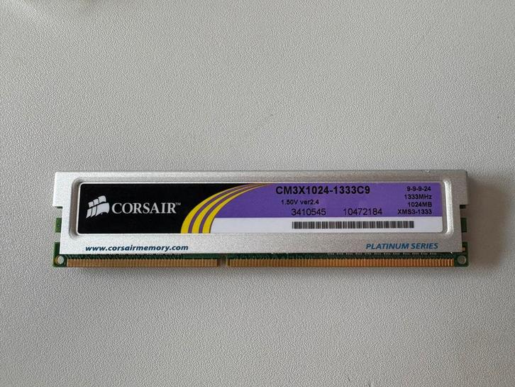 Corsair XMS3 DDR3 CM3X1024-1333C9 1024MB, Computers en Software, RAM geheugen, Gebruikt, Desktop, 1 GB of minder, DDR3, Ophalen of Verzenden